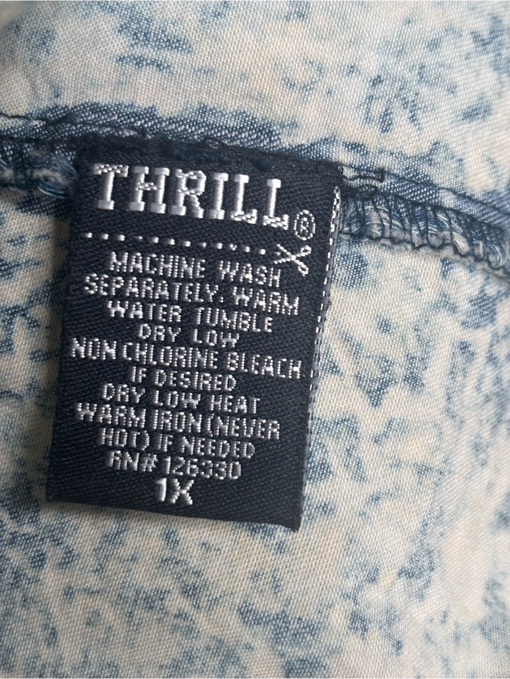 THRILL JEANS Acid-Wash Casual Denim Shirt Dress Blue Ombre Vintage Retro Sz XL - Picture 7 of 9